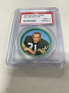 1962 Salada Coins #13 Jim Taylor Packers Psa 9 Rare! - Picture 1 of 3