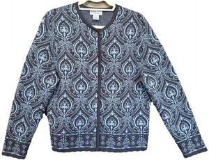 Pendleton Petite Merinowolle Damen Strickjacke Pullover Knopfleiste grau/blau Large - Bild 1 von 7