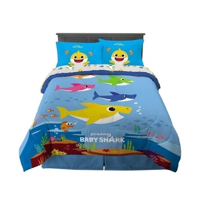 Conjunto completo de edredom e lençóis Franco Kids Bedding Baby Shark 5 peças - Imagem 1 de 4