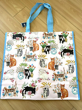 Cute House Cat's Floral Reusable Durable Shopping Eco Grocery Market Bag NEW