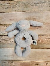 JellyCat Bashful Gray Baby Bunny Rattle Soother