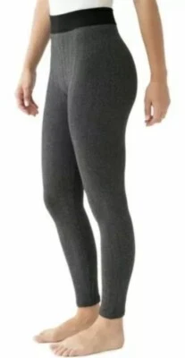 MUK LUKS Fleece Lined Leggings Cozy Thick Gray/Black Herringbone Size S/M NEW - Image 1 of 3