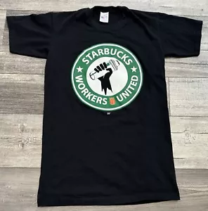 Starbucks Shirt Womens Size Small Black Workers United Union Tee Short Sleeve - Picture 1 of 6