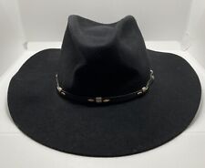 Wrangler Rugged Wear Casino Black Wool Hat Western Cowboy Outback Size M 7-1/8