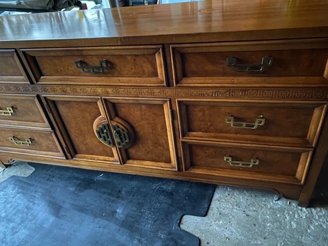 Henry Link 'Mandarin Collection' Vintage Burlwood Triple Dresser Cover