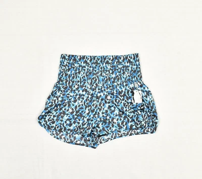 NEW FP Movement Women's Sweat Shorts Cheetah Polyester Blue Pull On Gym Size M - Image 1 of 4