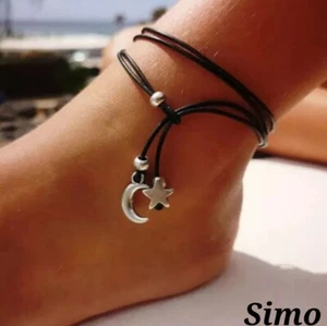 CAVIGLIERA DONNA LUNA STELLA NERO LUCE ESTATE MARE SEXY SCONTI REGALO REGOLABILE - Imagen 1 de 1