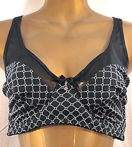 Women Underwired Bra Black & White Geo Print Ladies Minimiser Bra UK 40D-USED - Picture 1 of 6