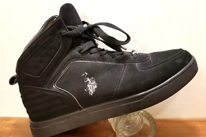 US Polo Assn Men's High Top Sneakers Sz 9 M Black Athletic shoes 217354A48 - Picture 1 of 9