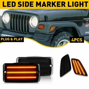 SMOKE Lens LED Bumper Signal + Side Marker Light For 97-06 Jeep Wrangler TJ - Picture 1 of 15