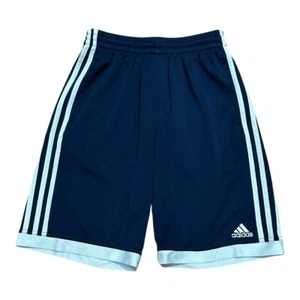 Adidas Shorts Boys Large Blue White Stripe Athletic Shorts - Picture 1 of 6