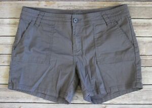 Prana Tess Shorts Size 12 Gray Stretch Cotton 5" Chino Pockets Hiking Casual