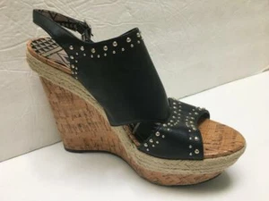 JESSICA SIMPSON black studded sandal Geno platform heel shoes 10 wedge cork - Bild 1 von 12