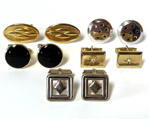 Vintage Lot 5 Paar Herren / Damen Manschettenknöpfe 1 signiert SWANK gold & silberfarben - Bild 1 von 6