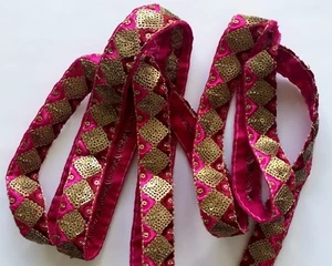 Nastro JASDEE vintage bordo larghezza 3/4" ricamo e paillettes fatto a mano R1309 - Foto 1 di 2