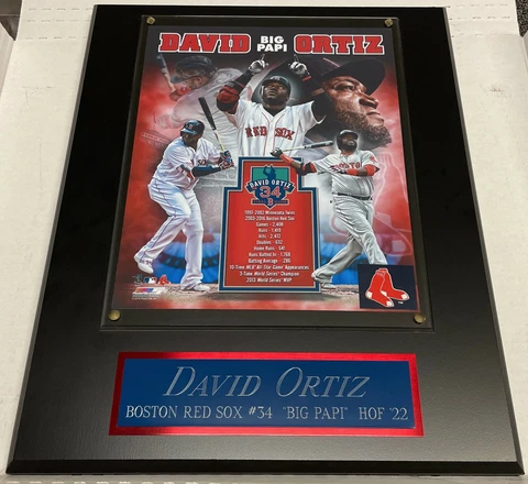DAVID ORTIZ-BIG PAPI-BOSTON RED SOX FRAMED 8X10 PHOTO-MAN CAVE-12X15 WALL PLAQUE Cover