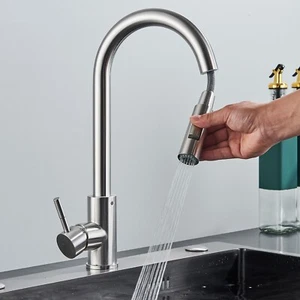 Rubinetto Cucina Estensibile Acciaio Inox 360°Cucina Rubinetto con Doccetta Miscelatore - Foto 1 di 9