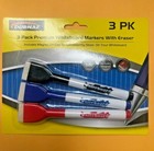 3 PACK PREMIUM MAGNETIC WHITEBOARD MARKERS WITH ERASER BLACK BLUE RED | HYT