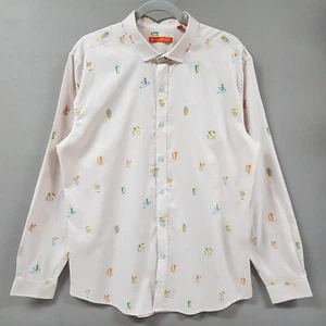 Camisa Tori Richard Hombre Talla Grande Blanco Bordado Tiki Bar Manga Larga - Imagen 1 de 9