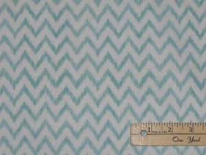 I Love You to the Moon & Back Fabric White / Aqua Chevron 1/2 Yard #82461 - Picture 1 of 1