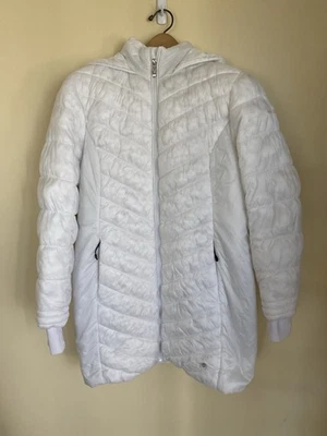 Chaqueta Spyder Boundless Larga Puffer Blanca M Resistente al Agua Acolchada Capucha Cremallera Foto 1 de 4