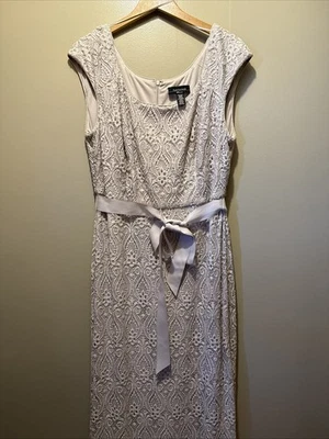 R&M Richards Sequined Lace Sheath Long Dress 14 Beige Mother Of The Bride - image 1 of 4