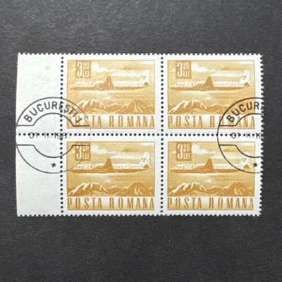 Rumania 1968 3,2 Leu MNH Precancelado Ilyushin II-18 avión bloque de 4 estampillas Foto 1 de 2