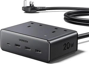 Extension Lead with 4 USB Slots, 2 Way 2990W Max Multiple Plug with 1.5m Extens - Picture 1 of 8