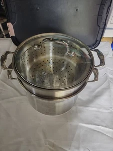 Vaporera multi cocina de acero inoxidable Food Network 4 piezas apilable 8 cuartos - Imagen 1 de 9