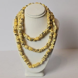 "Collar de colección de cuentas de oración con calavera de hueso tibetano 44"" tallado a mano 110 cuentas" - Imagen 1 de 20