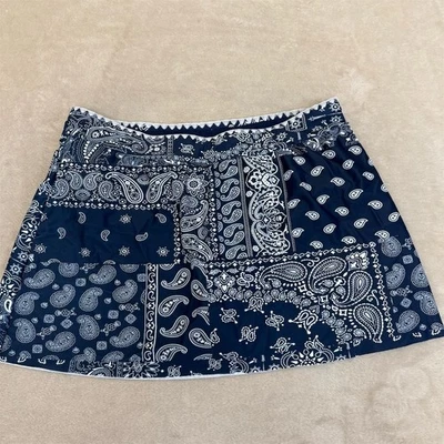  Women's L Navy Blue Paisley Swim Skort Bandana Theme NEW! - Image 1 of 4