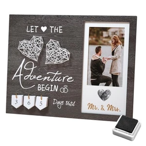Wedding Countdown Heart Thumbprint Engagement Picture Frame and Ink Kit - Coo... - Picture 1 of 7