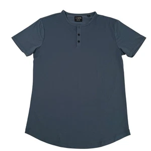Cuts Clothing Shirt Mens Medium Blue Short Sleeve Henley Pyca Pro Curve Hem Logo - Picture 1 of 7