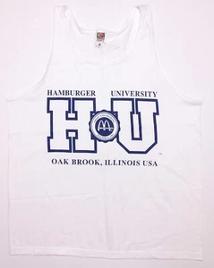 Vintage Y2K McDONALD'S Hamburger University HU Tank Top Uniform White XL ~ New - Picture 1 of 7