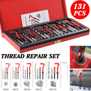 131pcs Helicoil Thread Repair Set Kit, 5 Taps M5 M6 M8 M10 M12 Twist Drill Bits - Picture 1 of 12