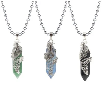 Collar colgante ajustable de piedras preciosas naturales de 3 piezas para hombre mujer Foto 1 de 4