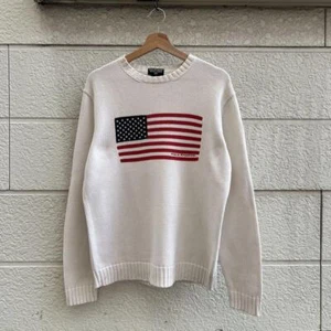VTG POLO RALPH LAUREN USA SWEATER MENS SIZE L American Flag Knit size S - Picture 1 of 10