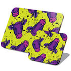 1 Placemat &amp; 1 Coaster Set Lime &amp; Purple Cow Pop Art #170649