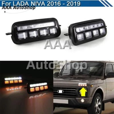 Luces de circulación diurna LED DRL antiniebla parachoques de repuesto para LADA NIVA 2016-19 Foto 1 de 4