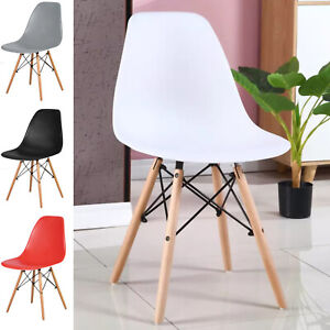 Dining Chairs Retro 1/2/4 Set Wooden Leg Kitchen Plastic Eiffel Study Desk Chair