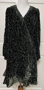 NWT Alex Marie size 4 maren burnout moss green long sleeve wrap Dress $168 - Picture 1 of 6