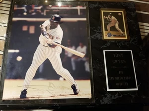Tony Gwynn's First Major League Hit Autographed HOF mounted on plaque - Picture 1 of 6