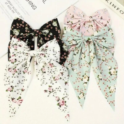 2/4 Pcs Girls Large Women Floral Multi Bow Knot Hair Clip Accessories Office UK