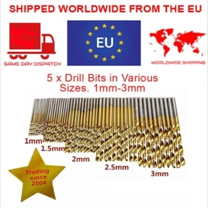 5X Drill Bit Set Saw Set HSS High Steel Titanium Coated Bits 1/1.5/2/2.5/3mm - Picture 1 of 7