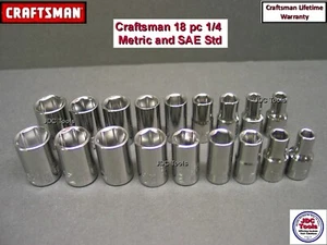 CRAFTSMAN HAND TOOLS 18pc Short 1/4 SAE METRIC MM 6pt ratchet wrench socket set - Picture 1 of 4