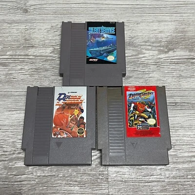 3 Game Lot Silent Service Double Dribble Dash Galaxy Alien NES Nintendo - Image 1 of 3
