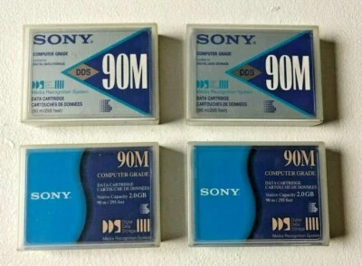Lot of 4 USED Sony DDS 90M 2.0 GB Data Cartridge DG90M DG90MA with cases - Image 1 of 3