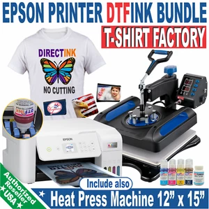 Imprimante Epson avec encre DTF plus presse à chaud 12"x15" T-shirt Factory Start Bundle - Photo 1/11
