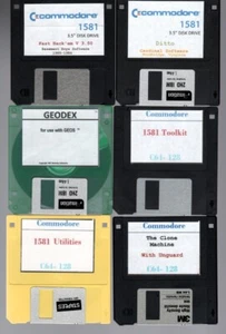 Commodore 64-128 - sechs 3,5 Discs mit verschiedenen Programmen - & sechs leere Discs - Bild 1 von 2