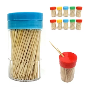 10pk Wooden Toothpicks Dispensers 150ct Bamboo - Picture 1 of 1